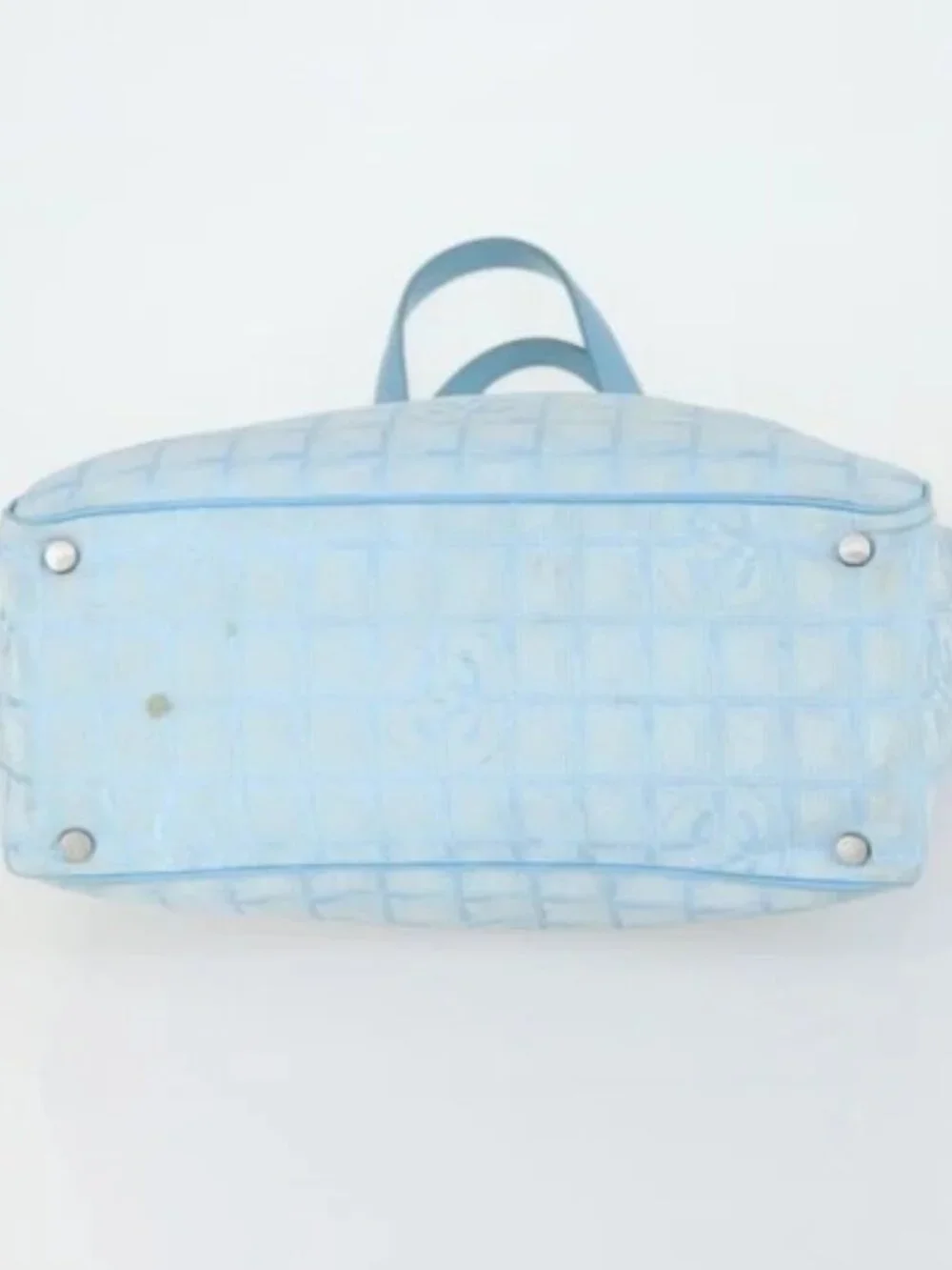 CHANEL New Travel line Tote Bag Nylon 2 Set Blue Beige CC Auth BA8965